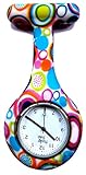 Boolavard® TM Nurses Fashion Coloured Patterned Silicon Rubber Fob Watches - Colourful Bubbles