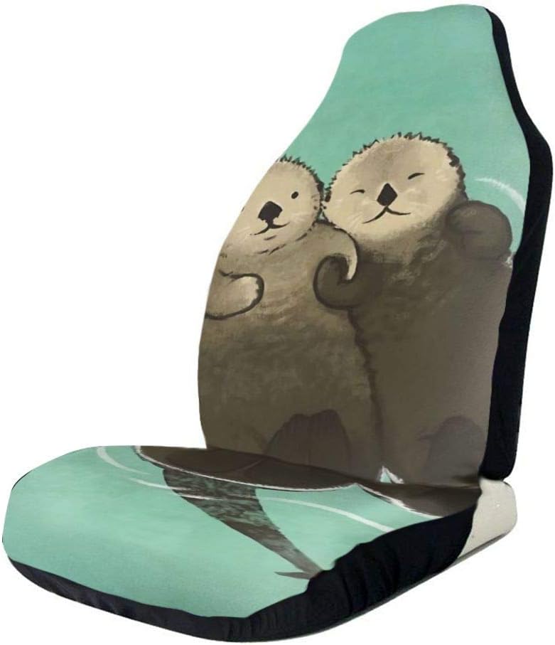 Car Seat Cover, Easy Wrap TwoTone Accent for Auto, Drawing Otters