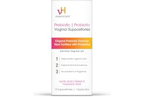 vH essentials Prebiotic PH Balanced Vaginal SuppositoriesBox, Original Version, 15 Count