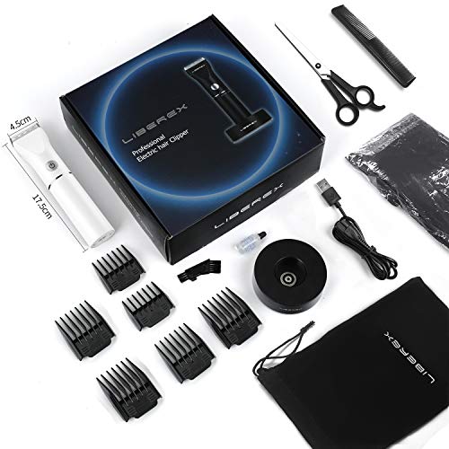 Liberex Cordless Electric Hair Clippers - Professional Rechargeable Hair Cutting Machine for Men Women Kids Baby, Barber Grooming Cutter Kit, Beard Body Trimmer Set, 30 Length, Wireless Charging