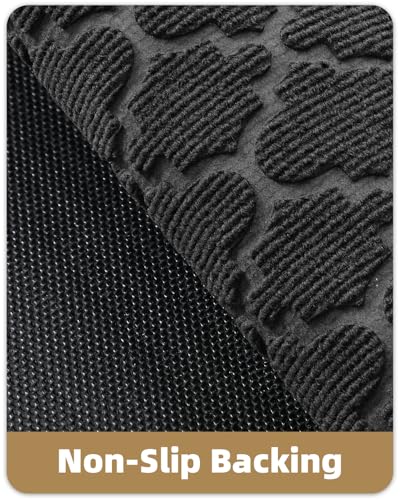 Color&geometry Dirt Trapper Outdoor Door Mat for Home Entrance 60x90 CM, Heavy Duty Outside Doormat Easy to Clean, Non Slip Rubber Backing Entry Rug Weatherproof for Front & Back Door, Grey