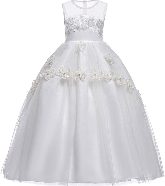 Amazon フォーペンド Forpend 子供ドレス 結婚式 ピアノ 発表会 ホワイトロング フラワーガール 子供服 ワンピース100 110 1 130 140 150cm Am18 フォーマル 通販