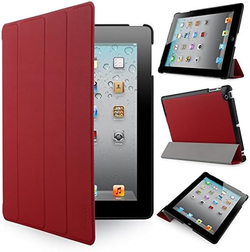 Apple iPad 4/3/2 Case Cover - iHarbort Ultra Slim Lightweight Smart Cover Holder Stand Leather Case for Apple iPad 2 iPad 3 iPad 4 (not 2017 Version) with Smart Auto Wake/Sleep (Red)