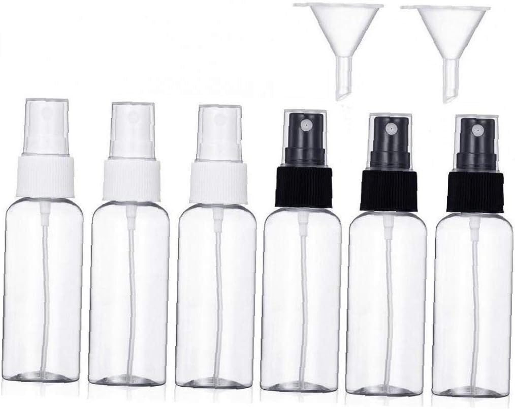 6pcs Clear Spray Bottles 50ml Transparent Plastic Atomiser Cosmetic Spray Bottles for Sample Essential Oils Perfume