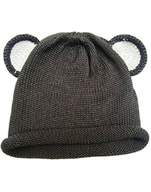Cute Baby Beanie Hat 0-6m Soft Luxurious Cotton Knit - Brown Bear Ear Hat