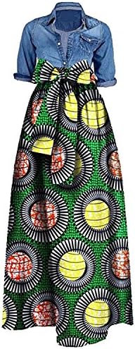 LIJYYJ Women African Print Dashiki Dress Long A Line Skirt GreenL Stylish