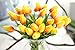 Montout 12PCS/Set PU Stunning Holland Tulip Flower Real Touch Artificial Silk Flowers Arrangement Bouquet Home Room Office Wedding Party Decor (Orange)