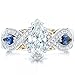 FENDINA Women's Infinity Rings Vintage Pear Cut CZ Twisting Cross Shank Bridal Engagement Wedding Halo Promise Eternity Rings (Gold-Plated-Base-Blue, 6)