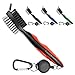 Yoport Golf Club Brush and Club Groove Cleaner 2 Ft Retractable Zip-line Aluminum Carabiner, Lightweight and Stylish, Ergonomic Design, Easily Attaches to Golf Bag(Red), red+Black primary