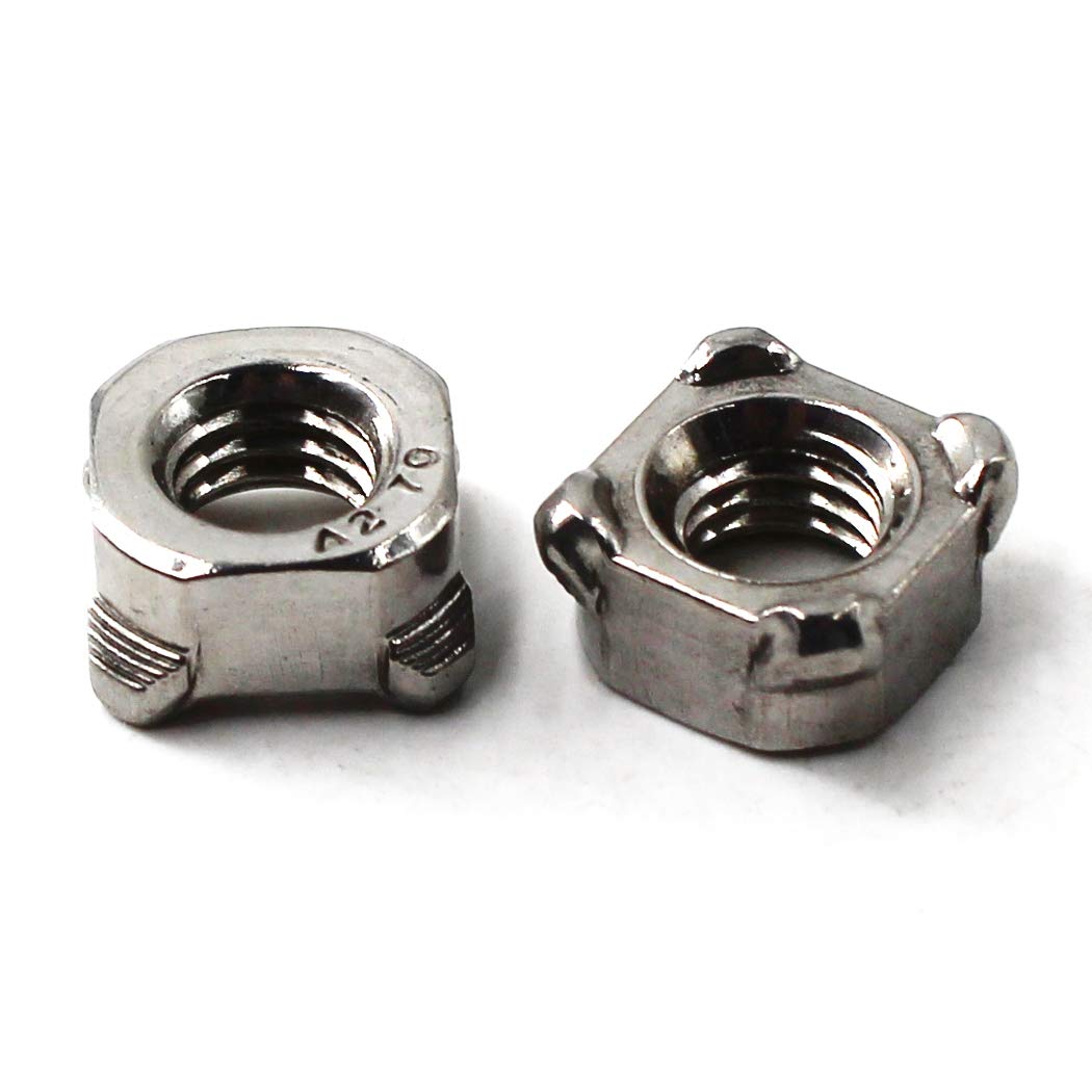Flomore M5 Square Nut (Pack of 100), 304 Stainless Steel, ISO Metric, 5mm Diameter, Fully Threaded, Commercial Grade
