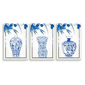 3 Panel Blue and White Porcelain Pictures Home...