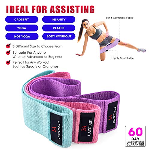Hayousui Resistance Bands Exercise Bands Hip Booty Bands Stretch Workout Bands- Cotton Resistance Band for Legs and Butt Body, Yoga, Pilates, Muscle Training