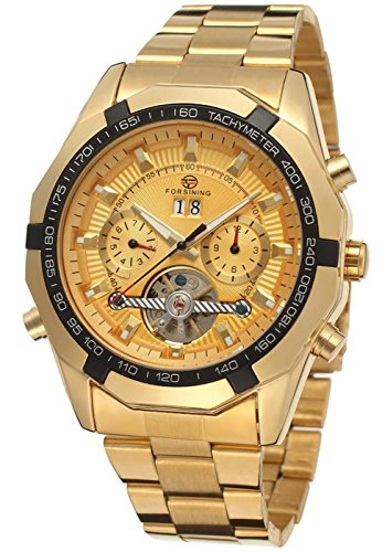 Mastop Watches Men Gold Stainless Steel Watch Automatic Mechanical Tourbillon Wristwatches