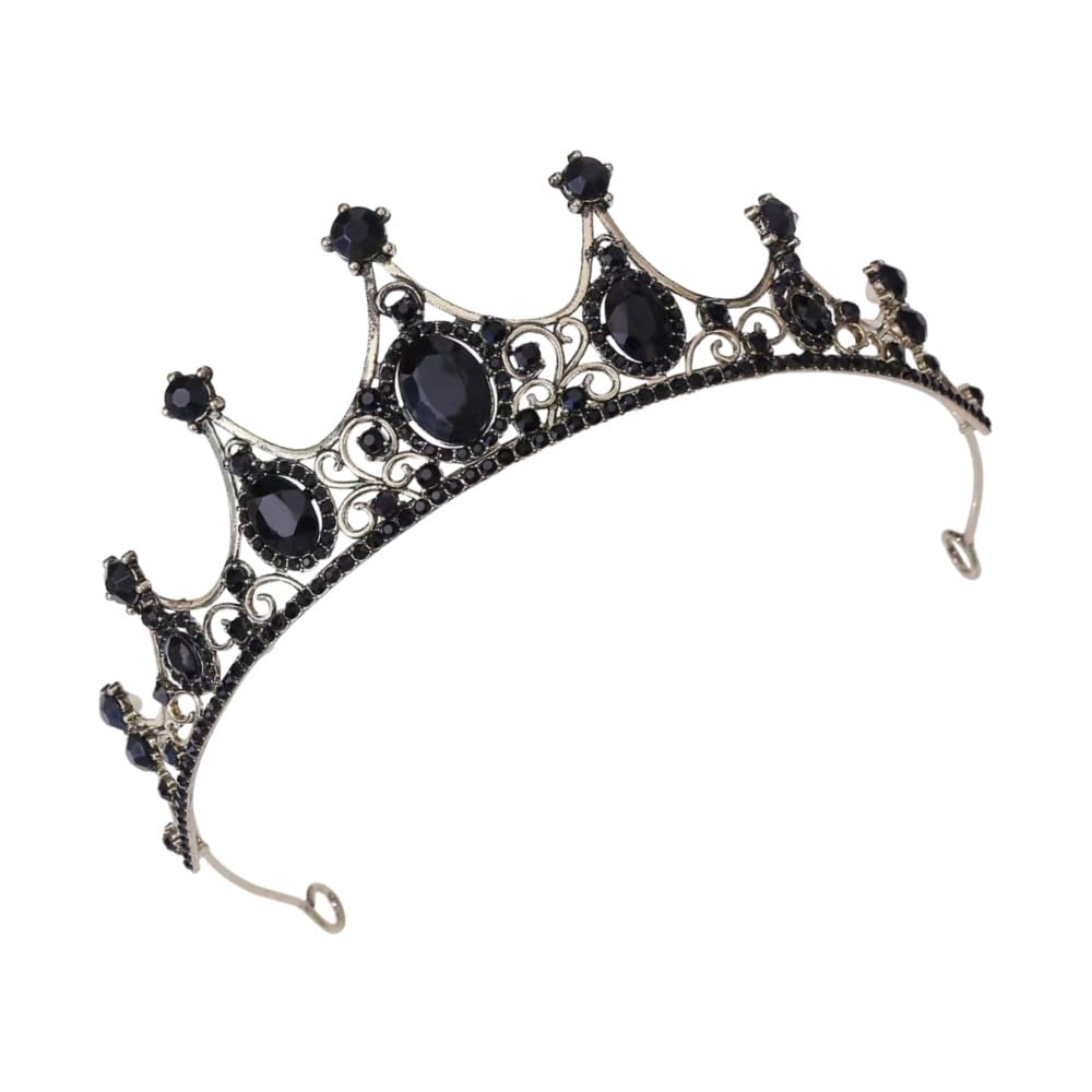FARBEIR Black Baroque Crown Gothic Princess Queen Tiara Headband Crystal Headband for Wedding Prom Pageant Party