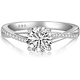 VlynVose Moissanite Ring for Women Rounnt Cut 1/2CT D Color VVS1 Moissanite Engagement Ring 925 Sterling Silver Promise Anniversary Rings for Her