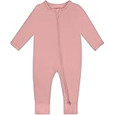 GUISBY Baby Footless Rompers, Rayon Pajamas 2 Way Zipper with Long Sleeve Sleeper