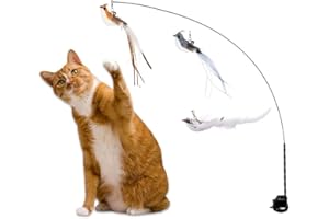 KOTYA The Original 5-in-1 Bird Set for Real-Life Hunting Training for Indoor Cats, Dancer Toy with Colorful Natural Feathers and Bell
