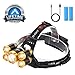 Rechargeable Headlamp Flashlight 12000 Lumen Brightest CREE LED USB Head Lamp, 4 Modes IPX4 Waterproof Zoomable Work Headlight Best Headlamps for Camping Hiking Outdoors Hard Hat