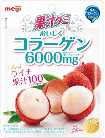 Amazon ケース販売 明治 果汁グミ コラーゲン6000mg ライチ果汁100 81g 6袋 明治製菓 ドラッグストア