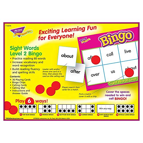 Sight Words Level 2 Bingo Game