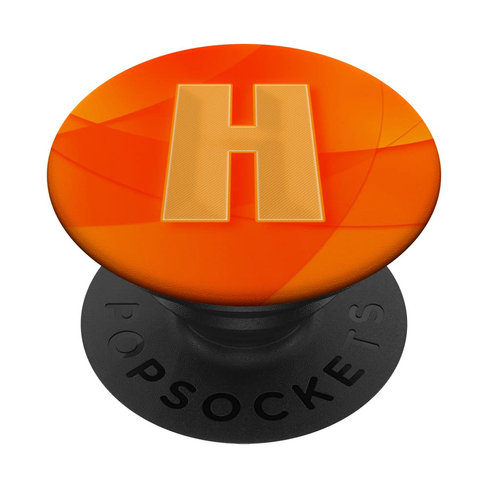Monogram Initial Letter H Pop Socket Orange Letter H PopSockets Swappable PopGrip
