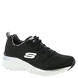 Skechers Women's Fashion Fit Statement Piece Sneaker,Black/White,US 8.5 M