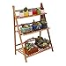 Ufine Bamboo Ladder Plant Stand 3 Tier Foldable Flower Pot Display Shelf Rack for Indoor Outdoor Home Patio Lawn Garden Balcony Organizer Planter Holder