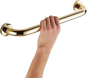 Leyden TM Home Care 16-Inch Gold Balance Assist Bath Grip Grab Bar Concealed Mounting, Solid Brass, Gold Finish