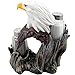 Bald Eagle Glass Salt and Pepper Shakers with Decorative Figurine Display Stand Set for American Patriotic Bar and Kitchen Décor or Rustic Lodge Tabletop Decorations and Wildlife Bird Gifts