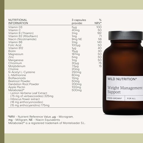 WILD NUTRITION Food-Grown Weight Management Support with Metabolaid | Optimal Metabolic Support | Microbiome Support | 90 Capsules