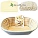 WALFOS 10 Inch Oval Banneton Bread Proofing Basket Set - French Style Artisan Sourdough Bread Bakery Basket,Dough Scraper/Cutter & Brotform Cloth Liner Included - 100% NATURAL RATTAN