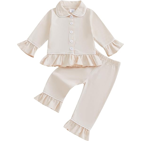 BULINGNA Toddler Girl Satin Pajama Set - Heart Print Two Piece Valentine's Sleepwear