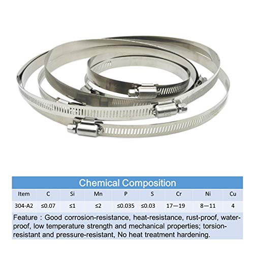 4Pcs 6" Adjustable 304 Stainless Steel Duct Clamps Hose Clamp Pipe Clamp Air Ducting Clamp Worm Drive Hose Clamps - Thumbnail 5