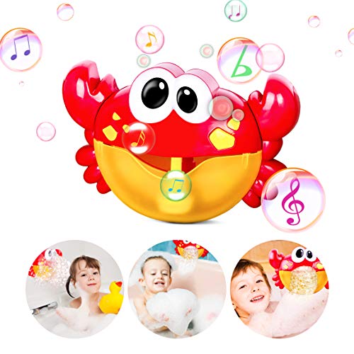 Refasy Bubble Blowers for Kids Ages 2-5,Musical Bath Toys for Kids Best Xmas Birthday Gifts Toys for Boys Girls Crab Shape Bubbles Tub Machine for Kids Ages 4-8 Bubble Maker Blower for Kids Red