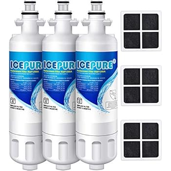 ICEPURE Refrigerator Water Filter and Air Filter, Compatible with LG LT700P, ADQ36006101, KENMORE 46-9690, 9690, ADQ36006102, WSL-3, LFXS30766S, LFXC24726D, and LT120F Air Filter, RWF1200A, 3 Combo