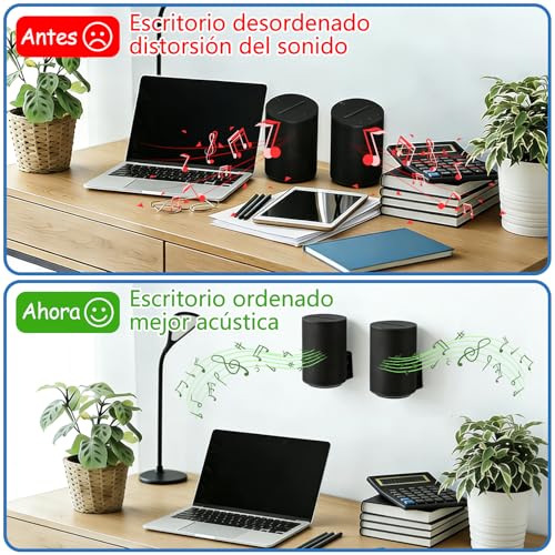 LCNBNM Soportes de Altavoz para Sonos Era 100, Paquete de 2, aleación de Aluminio, Perfil bajo, Compatible con Altavoces Sonos ERA 100, Completo con Todos los Accesorios de fijación (Negro)