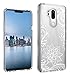 LG G7 ThinQ Case,LG G7 Case Huness TPU Grip Bumper and Clear Flower Transparent Hard PC Backplate Hybrid Slim Phone Case Cover for LG G7 ThinQ Phone(Flower)