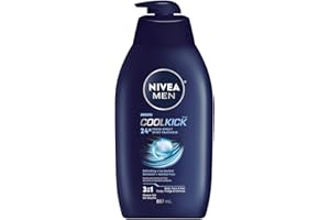 NIVEA MEN Cool Kick Body Wash | Men Shower Gel for Body, Face and Hair, 887 ml