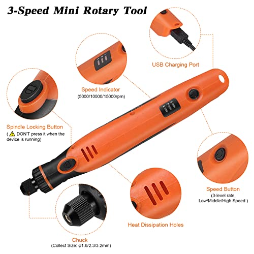 HARDELL 3.7V Cordless Rotary Tool, Mini Rotary Tool With 66pcs