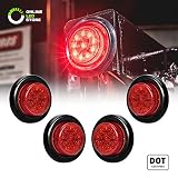 4PC 2" Round 10 LED Light [2 in 1 Reflector] [Polycarbonate Reflector] [10 LEDs] [D.O.T. Certified] [2 Year Warranty] Side Marker Light for Trucks and Trailers - Red