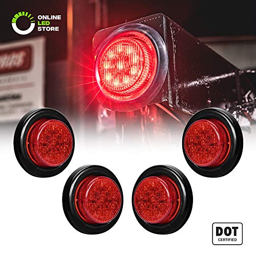4PC 2" Round 10 LED Light [2 in 1 Reflector] [Polycarbonate Reflector] [10 LEDs] [D.O.T. Certified] [2 Year Warranty] Side Marker Light for Trucks and Trailers - Red