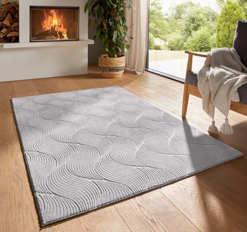 Taracarpet Kurzflor Boho Skandi Polyester Teppich in 3D Optik waschbar, pflegeleicht und robust ideal fürs Wohnzimmer, Schlafzimmer und Kinderzimmer a