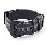 StrapsCo Destroyed Vintage Leather Watch Band Strap w/ Black Pre-V Buckle