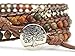 Tree of Life Bracelet Picasso Jasper Beaded Wrap (Silver Plated Button)