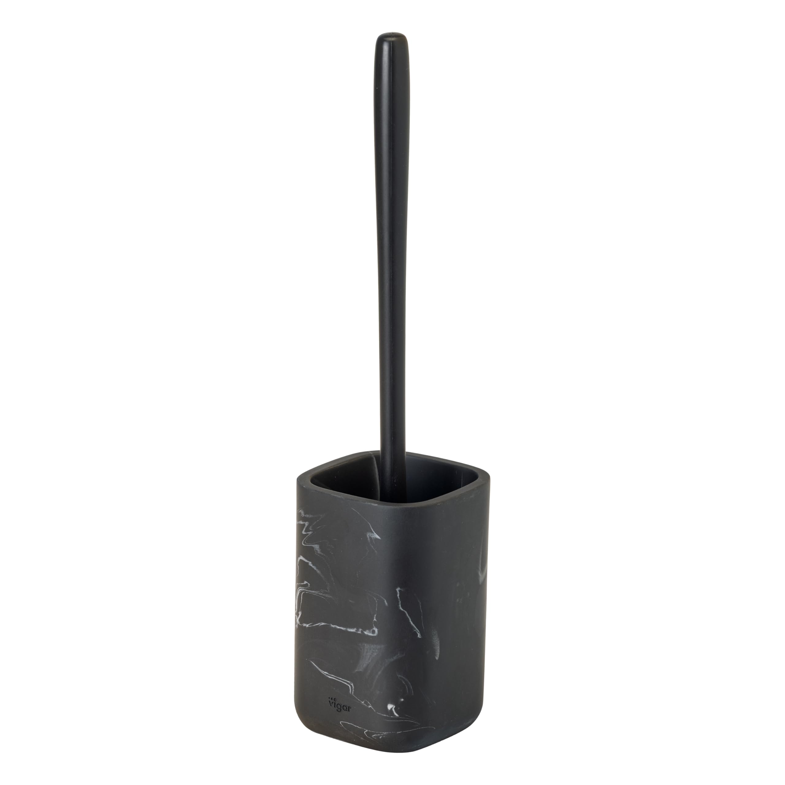 Photo 1 of Vigar Zense Toilet Brush and Holder Set, Toilet Bowl Brush with Polyresin Stone Holder, Bathroom Sets for Bathroom Decor and Accessories, Black Marble