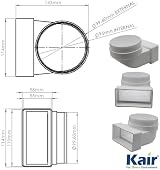 Kair 110x54mm Rectangular to 100mm Round 90 Degree Bend Duct Adapter SYS-100 view 6