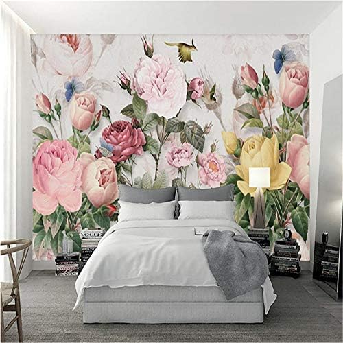Sucsaistat Wallpaper Mural 3D Photo European Vintage Hand-Painted Plant Flower Custom Wallpaper Home Decor,400 * 280Cm