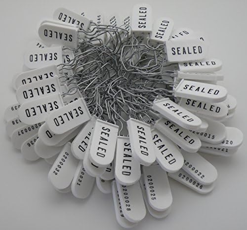 Plastic Wire Padlock Security Seals Sequentially Numbered White (Pack of 100)