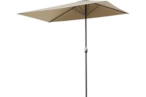 Outsunny 8ft Half Umbrella Outdoor Balcony Parasol Patio Garden Outdoor Window Sun Shade w/ 5 Ribs