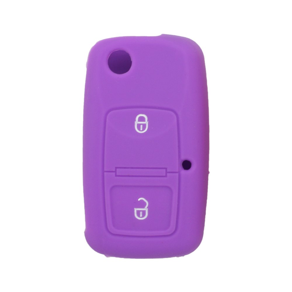 BROVACS Silicone Cover Protector Case Holder Skin Jacket Compatible with VOLKSWAGEN Passat Golf Bora Touran Polo 2 Button Flip Remote Key Fob CV9805 Purple